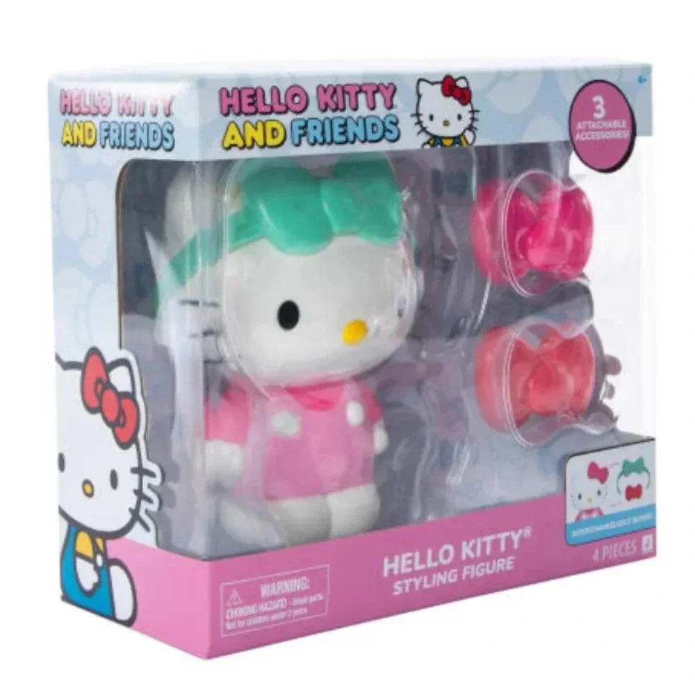 White pink red Hello Kitty styling figure  changeable bow accessories